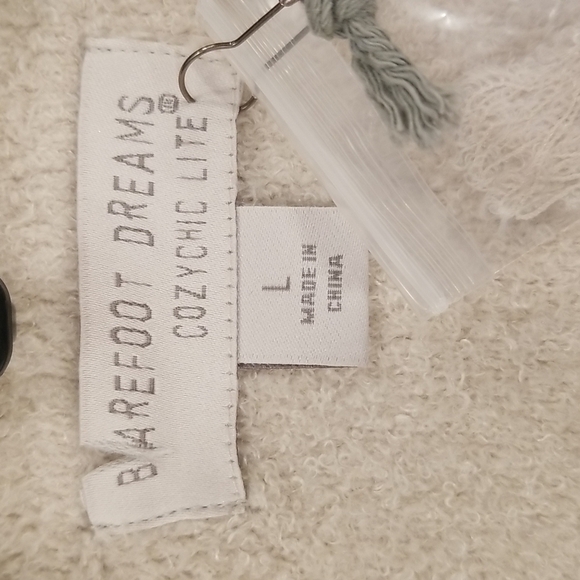 💕BAREFOOT DREAMS CozyChic Lite Double Knit Notch Collar Cardigan Bisque L NWT - Picture 9 of 12